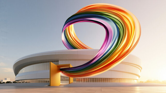 Colorful Rainbow Ribbon Modern Architecture Building