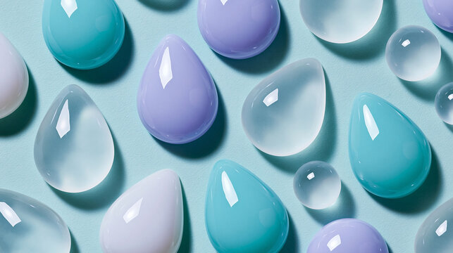 Glossy Teardrop Shapes in Turquoise Purple Palette