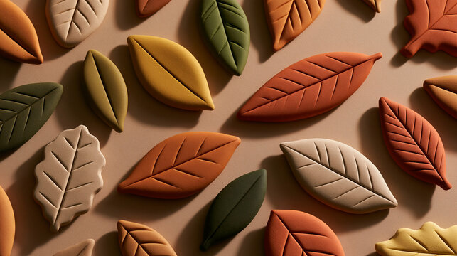 Autumn Leaves 3D Clay Art Pattern Design