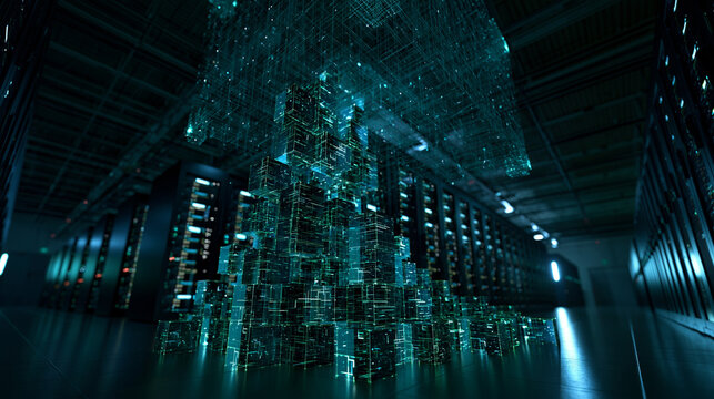 Digital City Network Architecture Glowing Blue Cyberspace