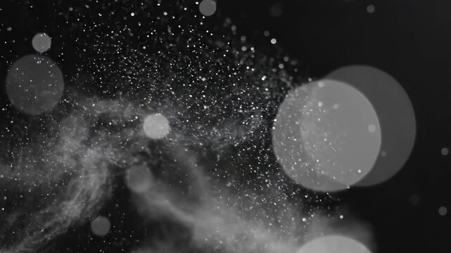 Abstract White Dust Particles Floating in Slow Motion Bokeh for Compositing