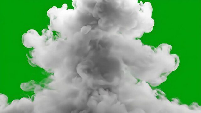 Green Screen Realistic White Steam and Smoke Effect Vapor Cloud for Compositing