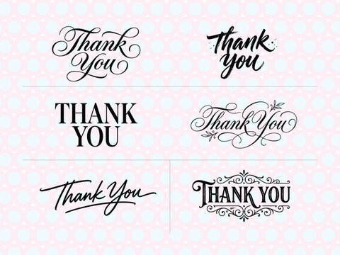 Elegant calligraphy and typography thank you phrases on a soft patterned background with copy space