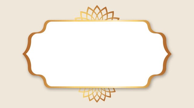 Islamic gold plated border Frame with mandala animation on white background