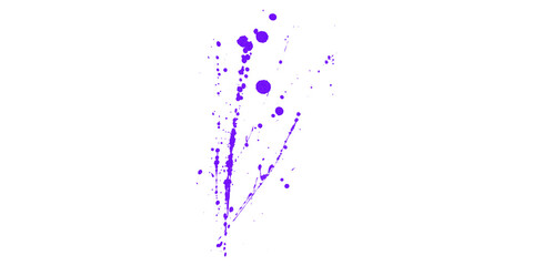 Fototapeta premium Purple Ink Splatter Splash on White Background, Paint Drip Texture for Grunge Design Overlay