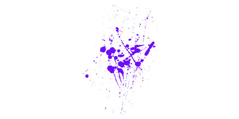 Fototapeta premium Purple Ink Splatter Splash Texture on White Background, Paint Drip Overlay for Grunge Design