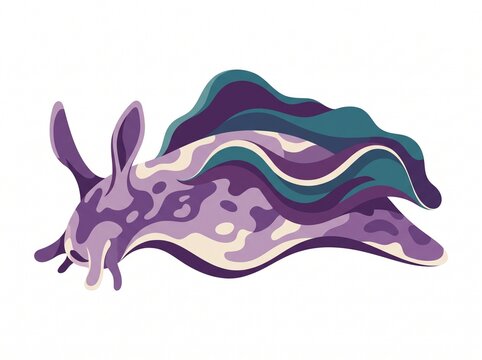 Purple Nudibranch Sea Slug Vector Illustration Marine Life Ocean Animal Icon
