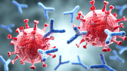 Fototapeta na wymiar CAR T-cell therapy 3D illustration. Genetically engineered T-cells targeting and destroying cancer cells in a microscopic medical concept.