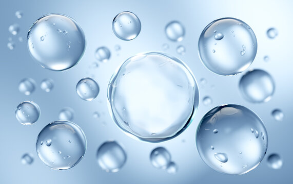 cosmetic moisturizer water molecule, Cosmetic Essence, Liquid bubble, 3d rendering