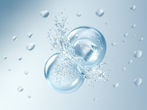 cosmetic moisturizer water molecule, Cosmetic Essence, Liquid bubble, 3d rendering