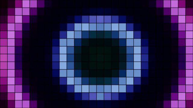 Abstract animated grid field with a pulse drawn as blue and cyan glowing lines and dots on a deep dark background. Clean minimal motion graphics element with free space around it, ideal for title sequ
