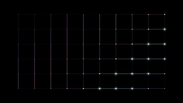Abstract animated pulsing lattice with a pulse drawn as cool blue-white glowing lines and dots on a deep dark background. Clean minimal motion graphics element with free space around it, ideal for tit