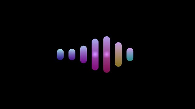 Abstract animated loading indicator with bars drawn as blue and cyan glowing lines and dots on a deep dark background. Clean minimal motion graphics element with free space around it, ideal for title 