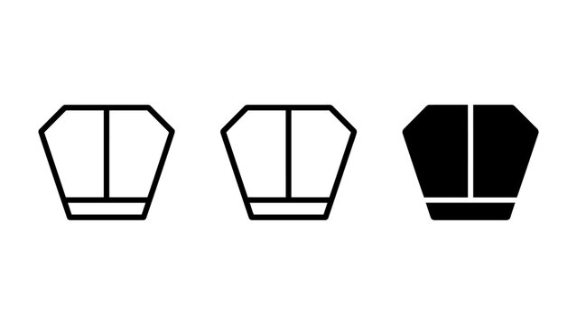 Trapezoid shape geometric icons with vertical division trapezoid geometric abstract minimalist structure container