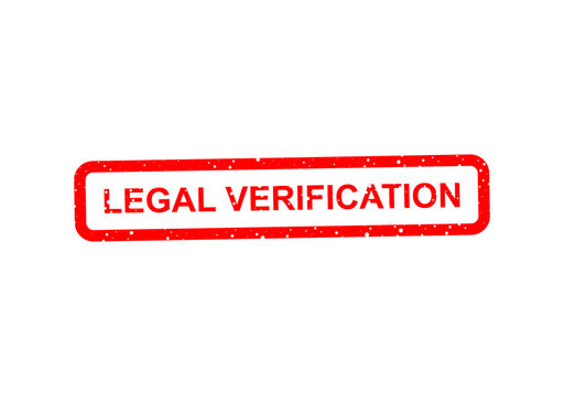 Red legal verification stamp with distressed edges illustration
