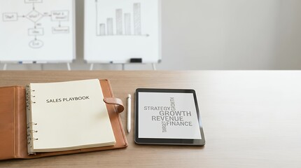 Naklejka premium SALES PLAYBOOK Word: Concept Words About Business and Finance with Diagram Charts in the Background leadership sales playbook word concept words about business and finance with diagram charts in the