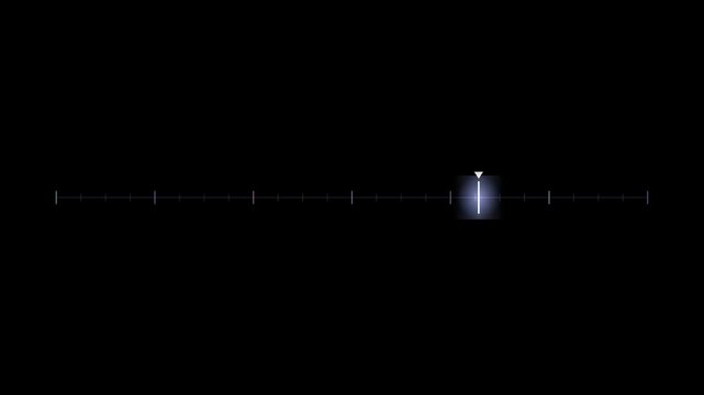 Abstract animated pointer label with a scan line drawn as blue and cyan glowing lines and dots on a deep dark background. Clean minimal motion graphics element with free space around it, ideal for tit