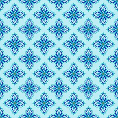 Fototapeta premium Ice Blue Damask Seamless Pattern 
