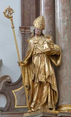Salzburg - The carved polychrome staue of St. Wolfgang the church Erzabtei St. Peter - St. Peter abbey probably by Franz Hitzl from 18. cent. © Renáta Sedmáková