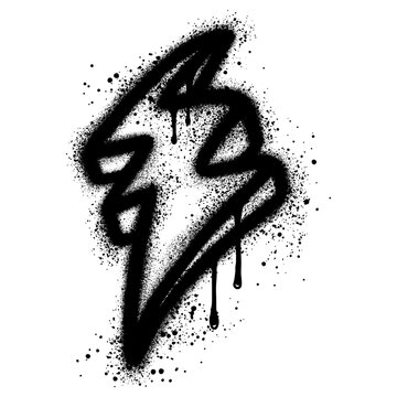 lightning in graffiti style with black spray paint.