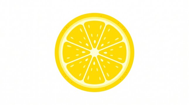 Single lemon slice vector, flat design, isolated on white background, editable EPS 10.