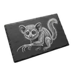 Fototapeta premium Detailed of an Aye Aye Lemur on Slate