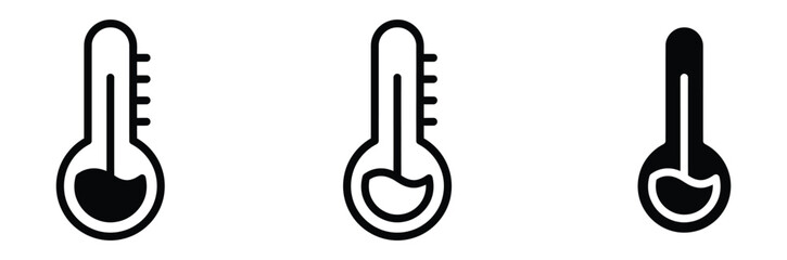 Naklejka premium WebThermometer vector icon set, weather temperature symbol for climate measurement heat summer cold winter fever medical diagnostic test laboratory science scale celsius, flat linear outline style