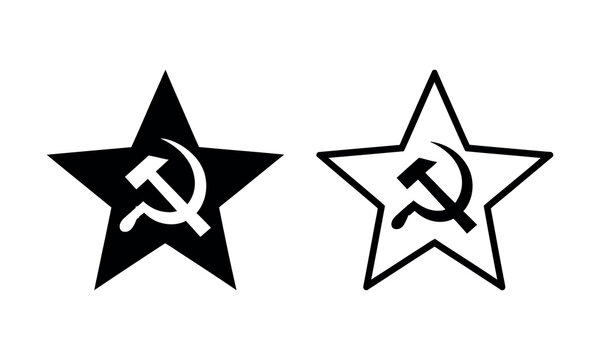 Black and white communist star with hammer and sickle icon