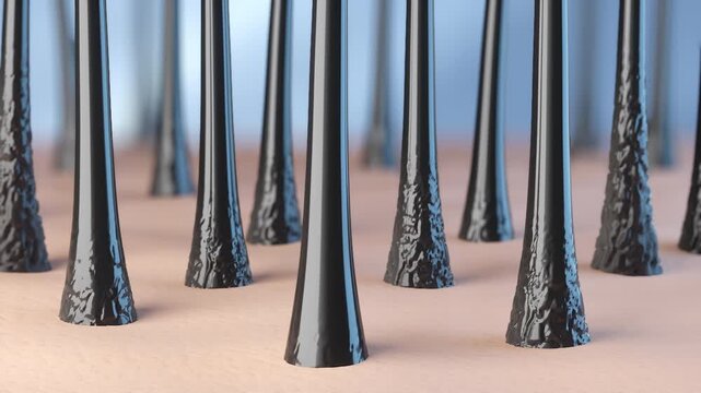 Nourish hair of shampoo or Oil Vitamin serum. Repair damaged hair concept, 3d animation.