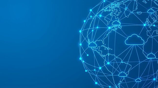 A digital concept of cloud networking representing the solution for modern data storage connectivity and global digital infrastructure. digital cloud networking digital cloud networking solution