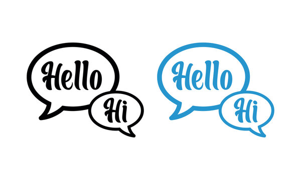 Hello hi speech bubbles conversation icon set