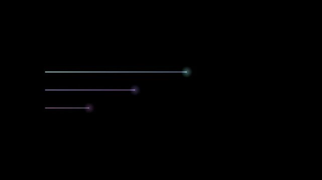 Abstract animated divider rule line with a stack drawn as violet and blue glowing lines and dots on a deep dark background. Clean minimal motion graphics element with free space around it, ideal for t