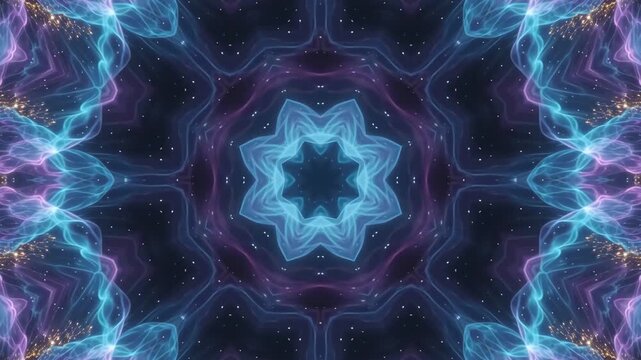 Ethereal Nebula Flower Kaleidoscope Seamless Loop Background