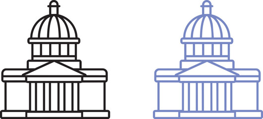 Classic capitol building dome illustration with outline   © Ripa
