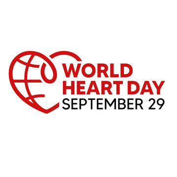 World Heart Day logo design. Global health awareness symbol with red heart and globe.