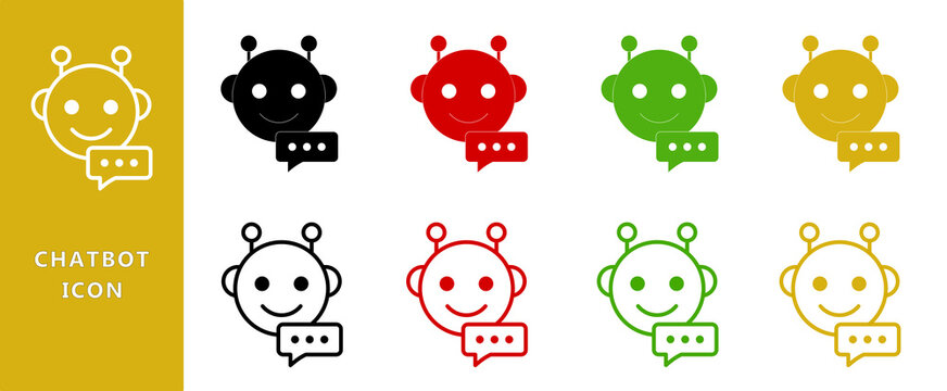 chatbot icon set ai assistant robot chat communication vector collection