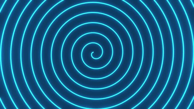electric blue neon spirals, hypnotic motion, digital art, futuristic design, swirling patterns, glowing lines, cyber aesthetics, visual impact, modern graphic, neon spirals, glowing lines