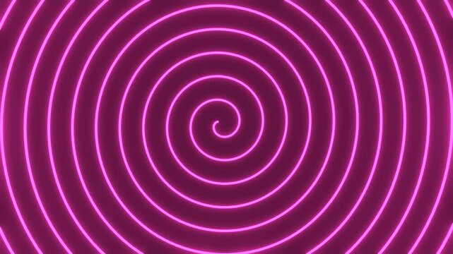 vibrant magenta neon spiral graphic with hypnotic concentric circles, futuristic tech background, mesmerizing optical illusion pattern, glowing digital art