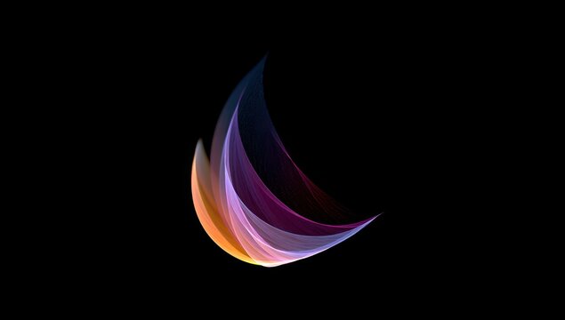 Single curved translucent purple and orange abstract petal.