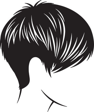 Short choppy layered black hairstyle silhouette.