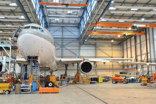Airplane construction in a hangar