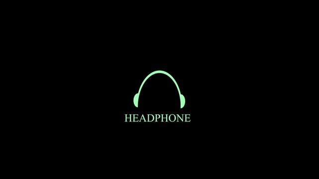 Animated Green Headphone Icon with HEADPHONE Text on Black Background
