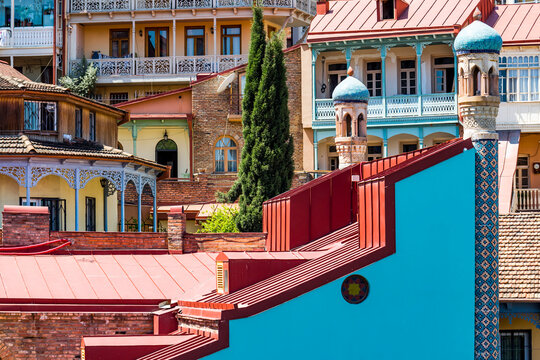 Jumah Mosque against residential buildings, Tbilisi, Georgia