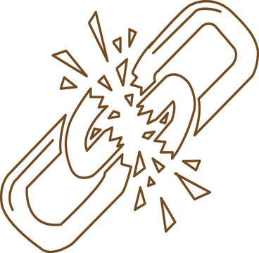 Broken Chain Link Icon, Disconnect Symbol, Link Failure Vector Illustration
