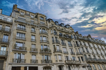 Fototapeta premium Paris, beautiful buildings, near Strasbourg-Saint-Denis, in the 2e arrondissement 
