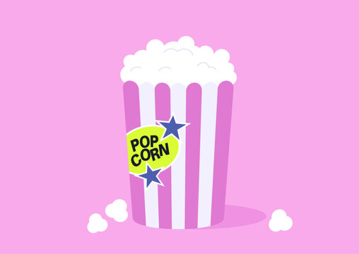 Bright pink sets the cheerful stage for a whimsical popcorn container, bursting with fluffy kernels, Perfect for movie nights or festive gatherings, it sparks happiness.