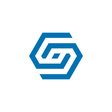 Abstract Hexagonal Geometric Letter S Shape in Blue Color on White Background