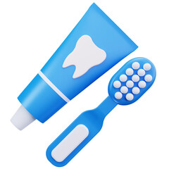 Dental Hygiene Toothbrush Toothpaste 3D Illustrations