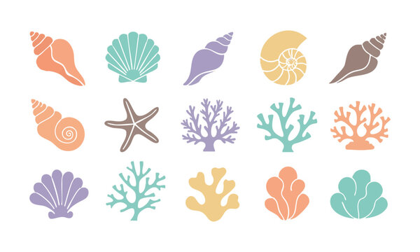 Coastal Marine Decorative Elements.