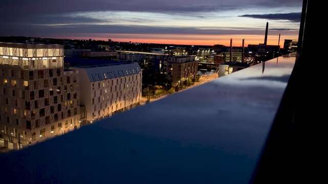 Summer Night Streetlights over Jatkasaari Helsinki at Dusk